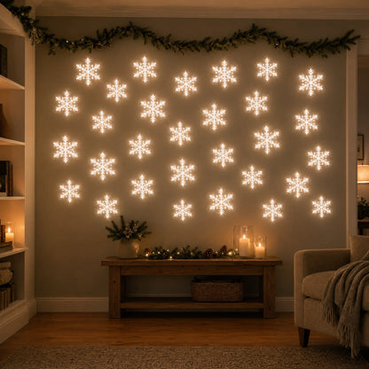 GlowFlake- White LED Snowflake Wall Set