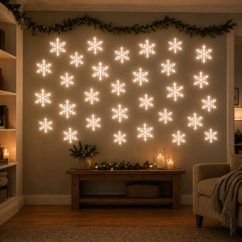 GlowFlake- White LED Snowflake Wall Set
